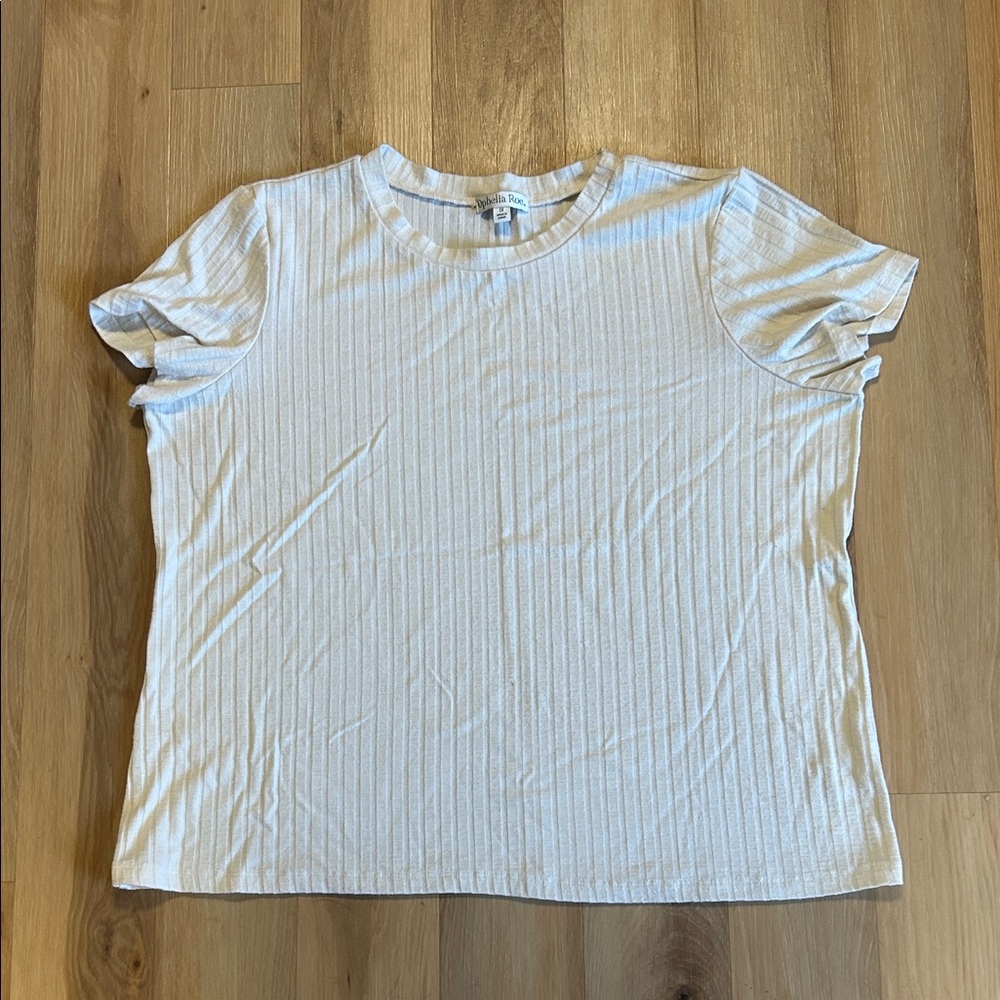 Women's Short Sleeve Ribbed Tee - Cream